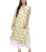 Light-yellow printed georgette kurta