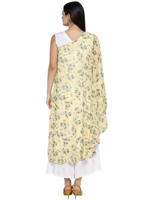 Light-yellow printed georgette kurta 3