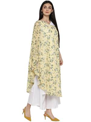Light-yellow printed georgette kurta 5