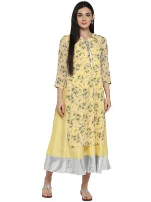 Yellow printed georgette kurta 1