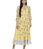 Yellow printed georgette kurta