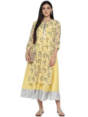Yellow printed georgette kurta 2