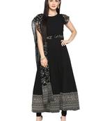 Black printed crepe kurta