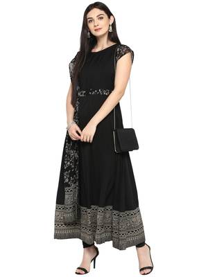 Black printed crepe kurta 2