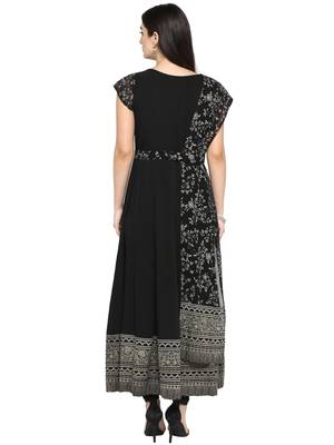 Black printed crepe kurta 3