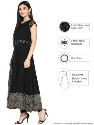 Black printed crepe kurta 4