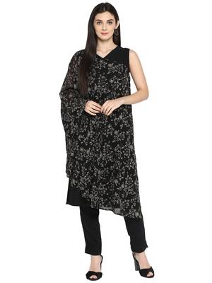 Black printed georgette kurta 1