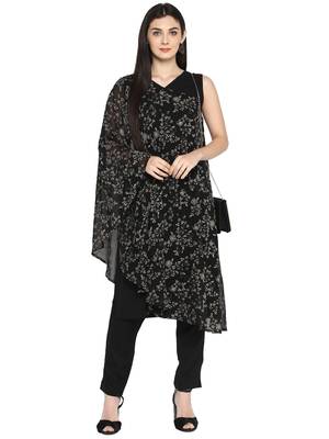 Black printed georgette kurta 2