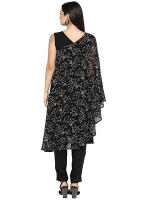 Black printed georgette kurta 3