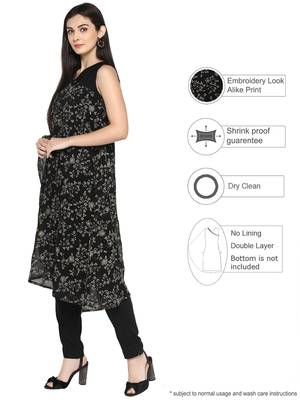 Black printed georgette kurta 4