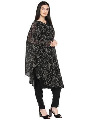 Black printed georgette kurta 5