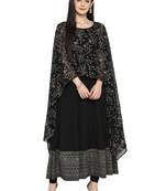 Black printed georgette kurta