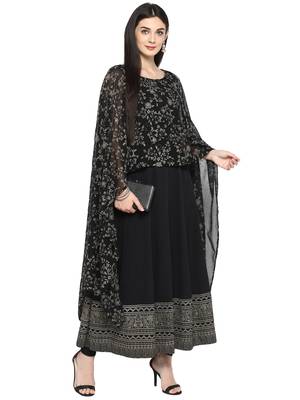 Black printed georgette kurta 2