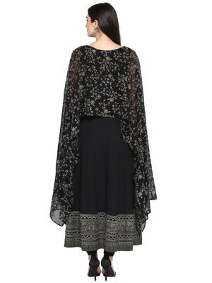 Black printed georgette kurta 3