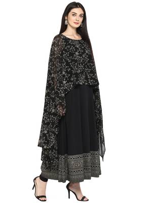 Black printed georgette kurta 5