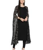 Black printed georgette kurta