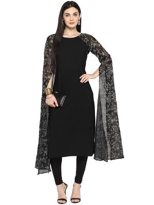 Black printed georgette kurta 2