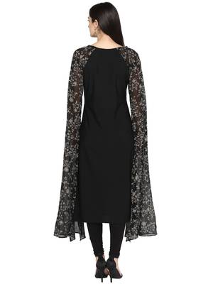 Black printed georgette kurta 3