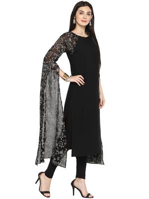 Black printed georgette kurta 5
