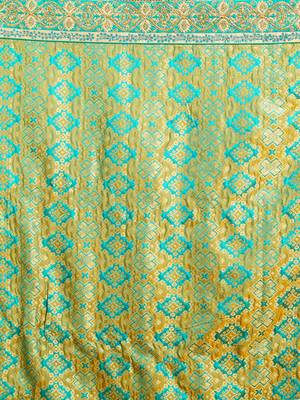 Green color silk jacquard and lycra saree with blouse 5