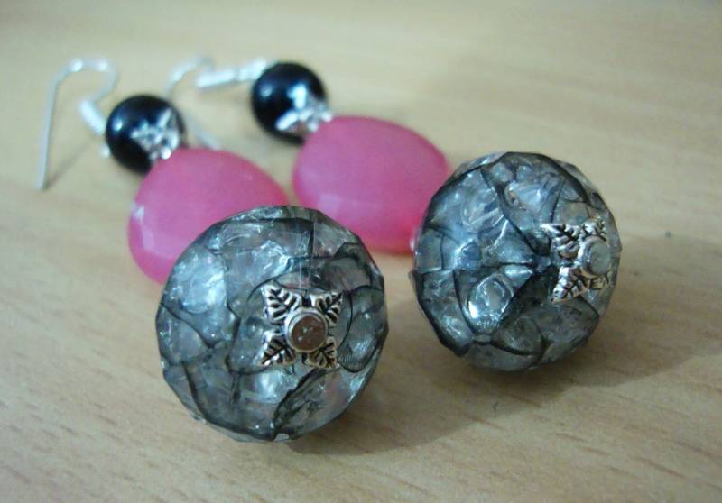Pink an Black Earrings