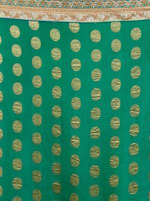 Green color lycra and silk saree with blouse 5