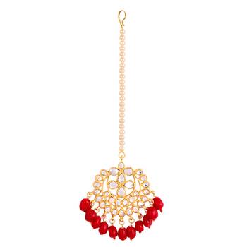 Red kundan rose gold necklace sets 3