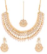 White kundan rose gold necklace sets