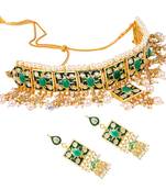 Green kundan rose gold necklace sets