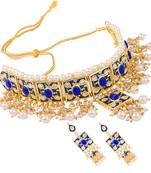 Blue kundan rose gold necklace sets
