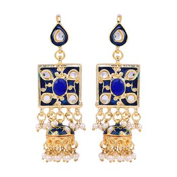 Blue kundan rose gold necklace sets 4