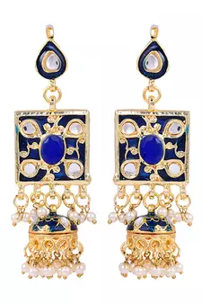 Blue kundan rose gold necklace sets