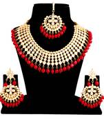 Red kundan rose gold necklace sets