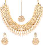 White kundan rose gold necklace sets