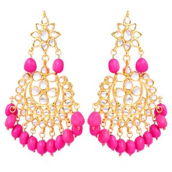 Pink kundan rose gold necklace sets 2