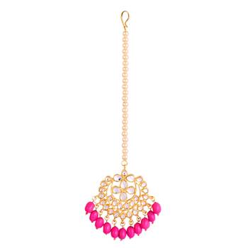 Pink kundan rose gold necklace sets 3