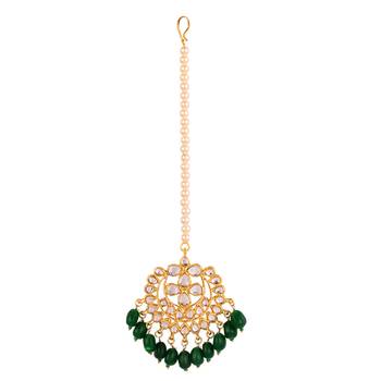 Green kundan rose gold necklace sets 3
