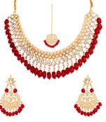 Red kundan rose gold necklace sets