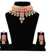 Red kundan rose gold necklace sets