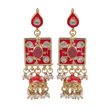 Red kundan rose gold necklace sets 4