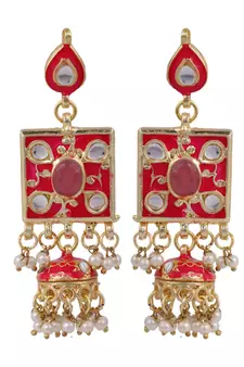 Red kundan rose gold necklace sets