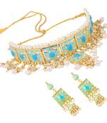 Turquoise kundan rose gold necklace sets