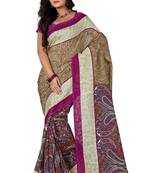 Multicolor printed jacquard saree with blouse