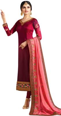 Maroon resham embroidery silk salwar 1