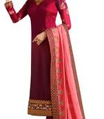 Maroon resham embroidery silk salwar