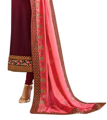 Maroon resham embroidery silk salwar 2