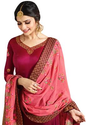 Maroon resham embroidery silk salwar 3