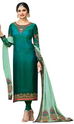 Green resham embroidery georgette salwar 1