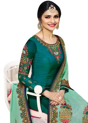 Green resham embroidery georgette salwar 2