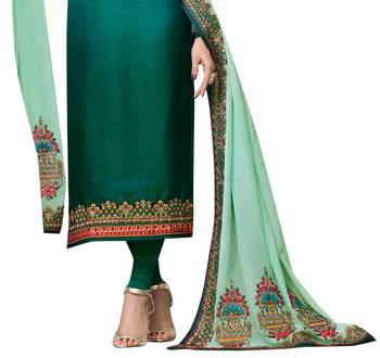 Green resham embroidery georgette salwar 3